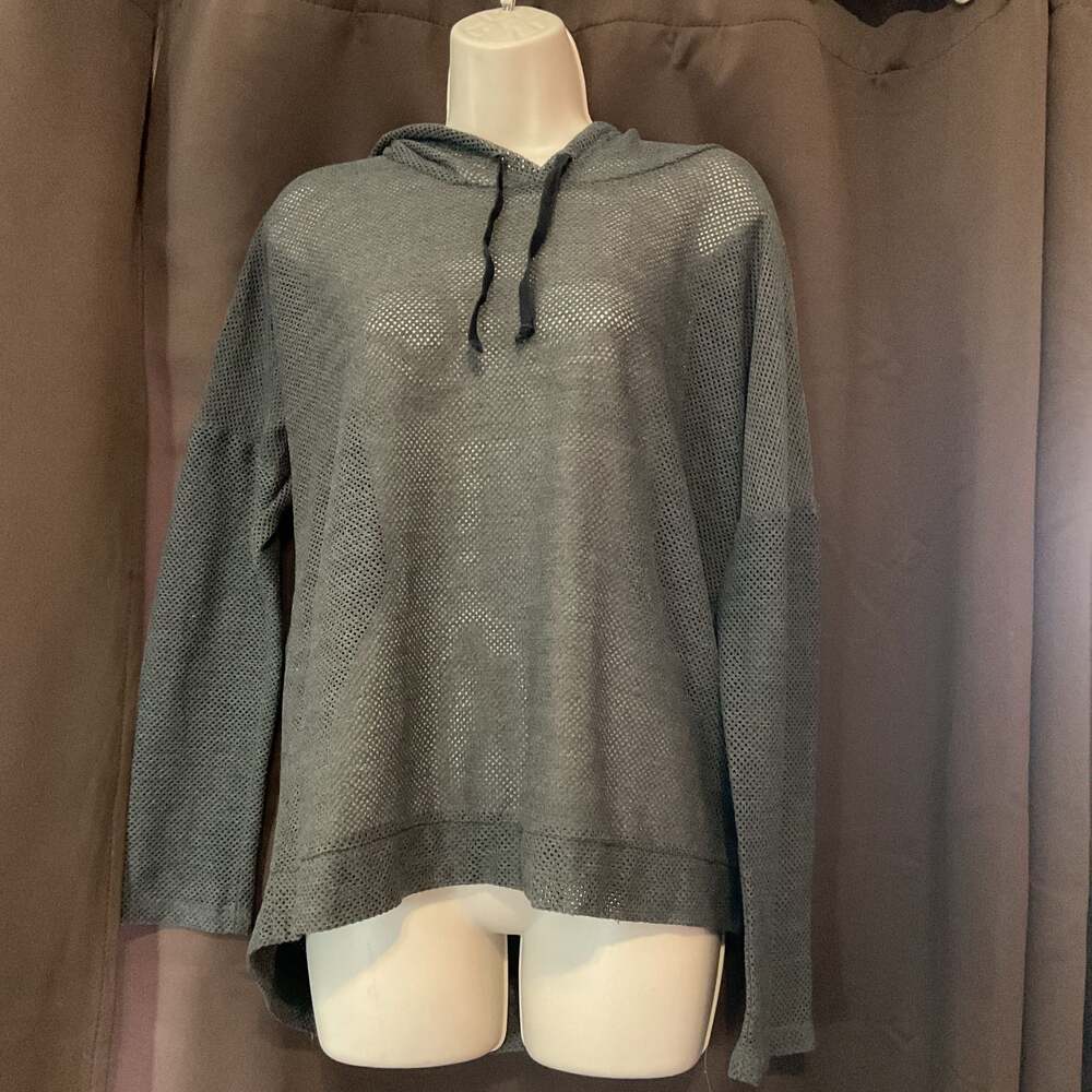 Maurices Heathered Grey Mesh Pullover Hoodie, Size L- Breathable Activewear